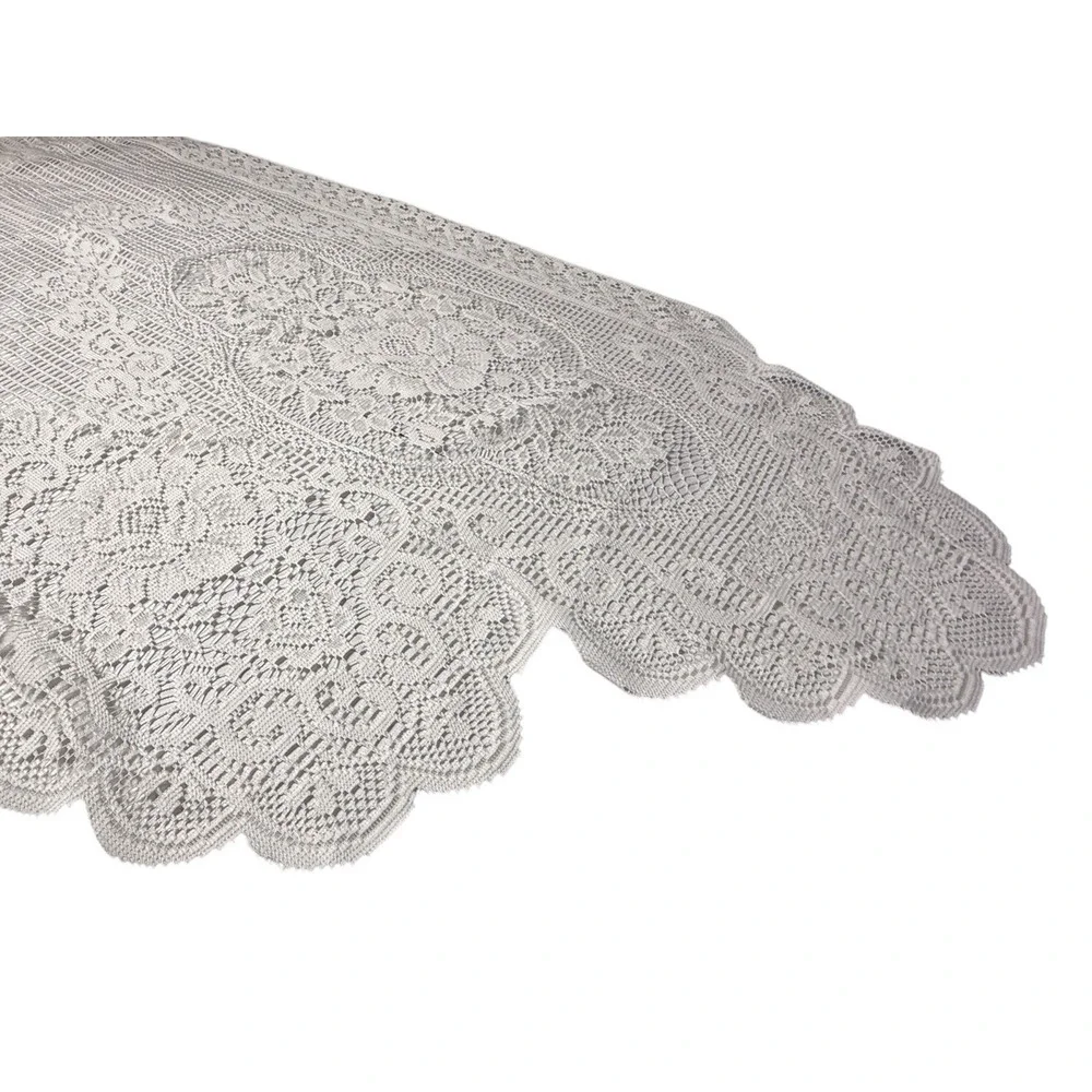 Pair Vintage Sear Swag Valances White Lace Short Curtains Left & Right Scalloped